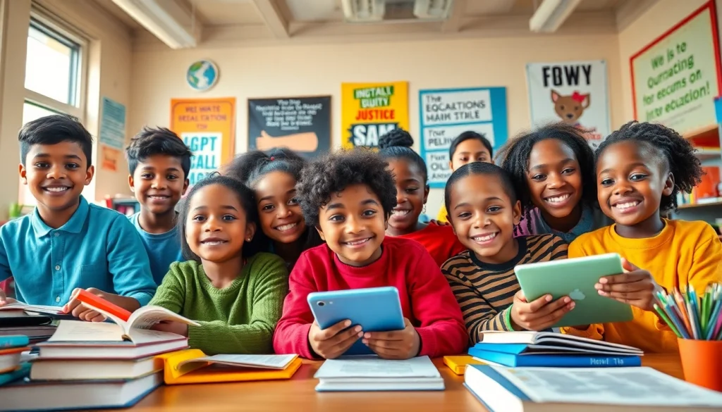 Education scene showcasing diverse students engaging in innovative learning activities.