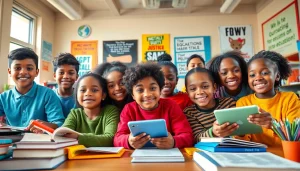 Education scene showcasing diverse students engaging in innovative learning activities.