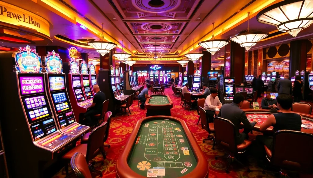 Experience thrilling games at 98win trang chủ with vibrant casino tables and slot machines.