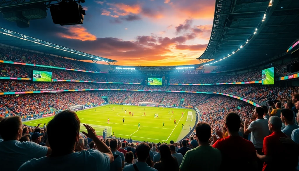 جو بث koora live في ملعب كرة قدم نابض بالحياة مع جماهير متحمسة وأحداث المباراة.