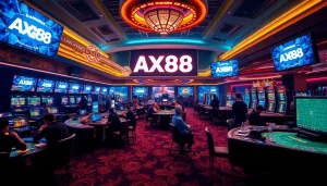 Cảnh cá cược trực tuyến AX88 Bet hấp dẫn, cho thấy các hoạt động cược năng động.