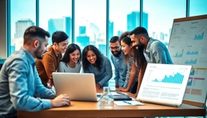 SEO Agentur arbeitet an digitaler Marketingstrategie in modernem Büro.