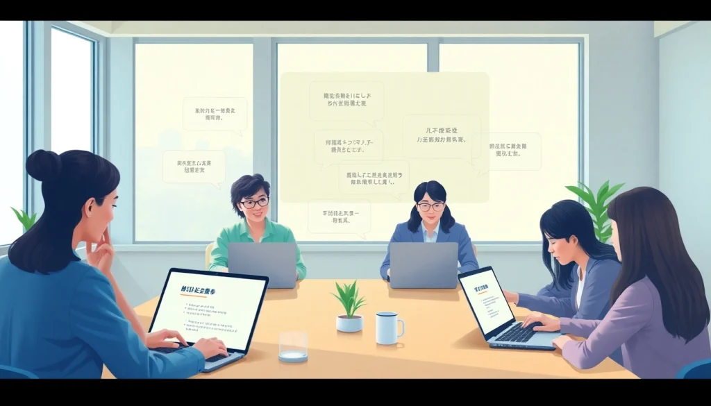 オンラインでの会話に参加する多様な学習者がいる Bizmates お試しのバーチャル英語クラス。