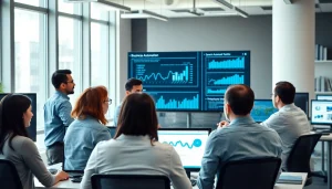 Business automation experts near me collaborating in a modern office environment.