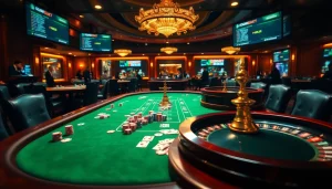 Experience sbobet betting at a stylish casino table with vibrant chips and cards.