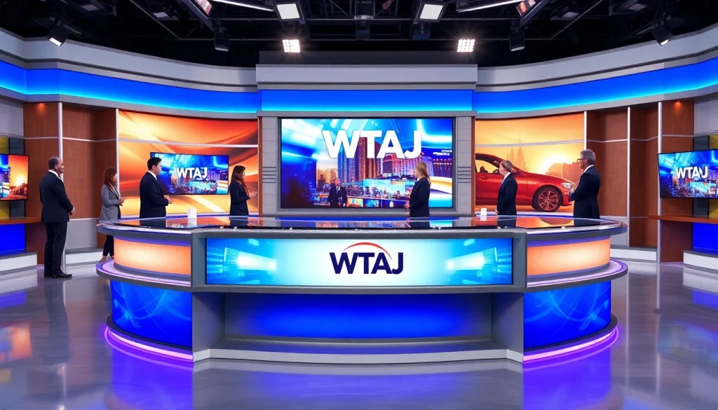 WTAJ news anchors discussing live stories in a professional studio setting.
