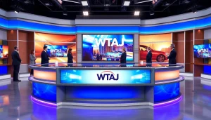 WTAJ news anchors discussing live stories in a professional studio setting.