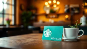 스타벅스 기프티콘을 아름답게 표현한 이미지, 카페 분위기에서.