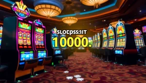 Menang besar dengan slot deposit 1000 di kasino mewah yang menampilkan mesin slot berwarna-warni.