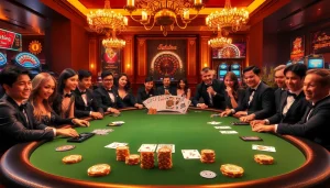 Rasakan sensasi Datuk Win di meja poker kasino yang glamor dikelilingi oleh kegembiraan.