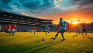 Watch soccer players compete in an exciting match showcasing โปรแกรมบอล วันนี้ with vibrant energy.