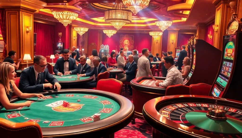 Engaged players in a vibrant casino at https://www.bdjl.org/, showcasing excitement and strategy in gambling.