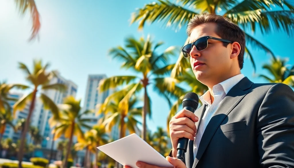 South Florida Reporter showcasing a journalist in a vibrant sunny setting in South Florida.