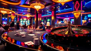 Engage with the thrill of seven77 at a vibrant casino gaming table showcasing poker action.