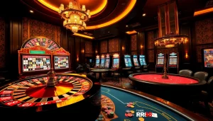 Casino excitement with modern elements showcasing gaming at https://rr88.navy/ with roulette, poker, and vibrant slots.