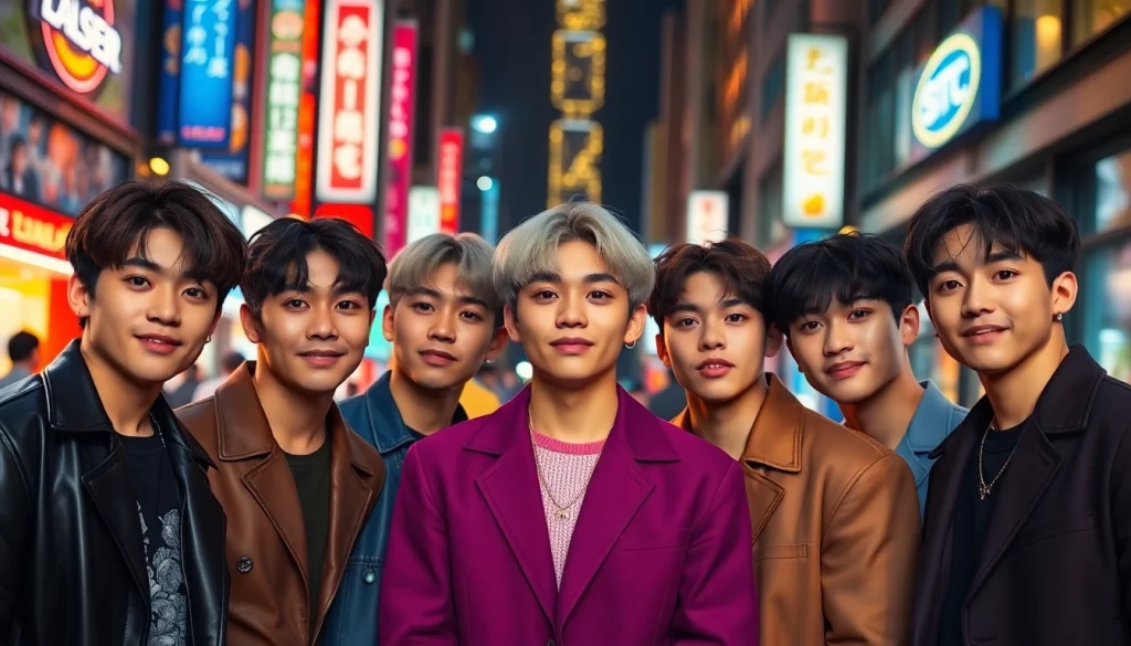 Celebrate the individual styles of bts members through a vibrant urban portrait.