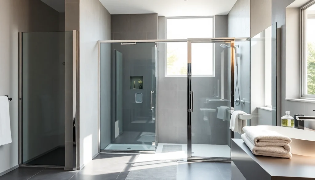 Stylish shower doors uk elegantly displayed in a bright modern bathroom setting.
