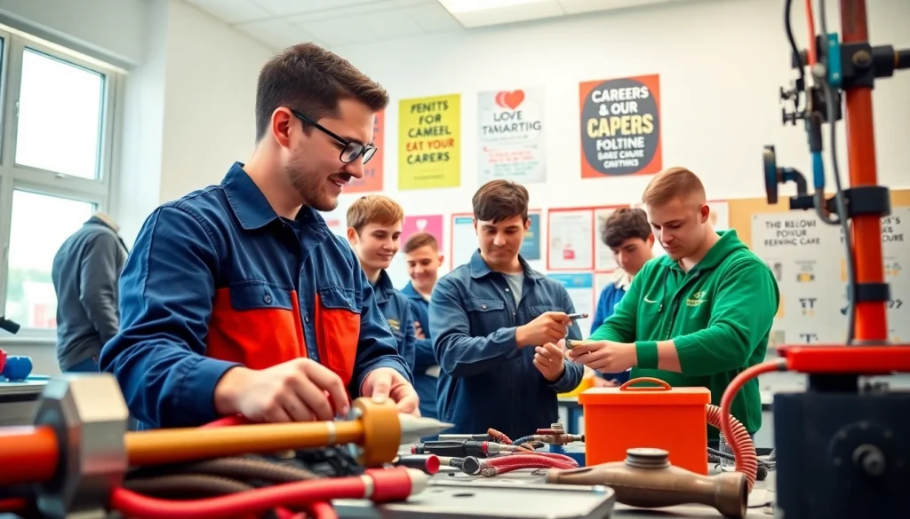 Active students training in hawaii trade schools for electrical and plumbing careers.
