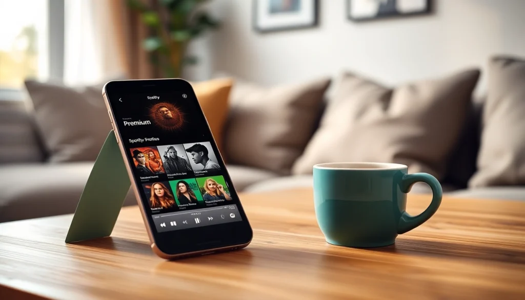 Enjoy seamless music streaming with spotify mod apk showcased on a smartphone in a cozy setting.