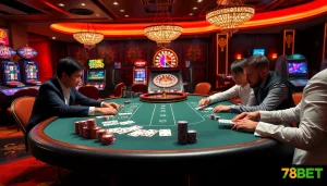 Playing cards and chips at the poker table, showcasing the thrill of gambling at https://789bet.tours/.
