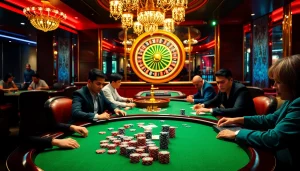 Engaging casino action featuring CM88 gaming elements with poker chips and cards.