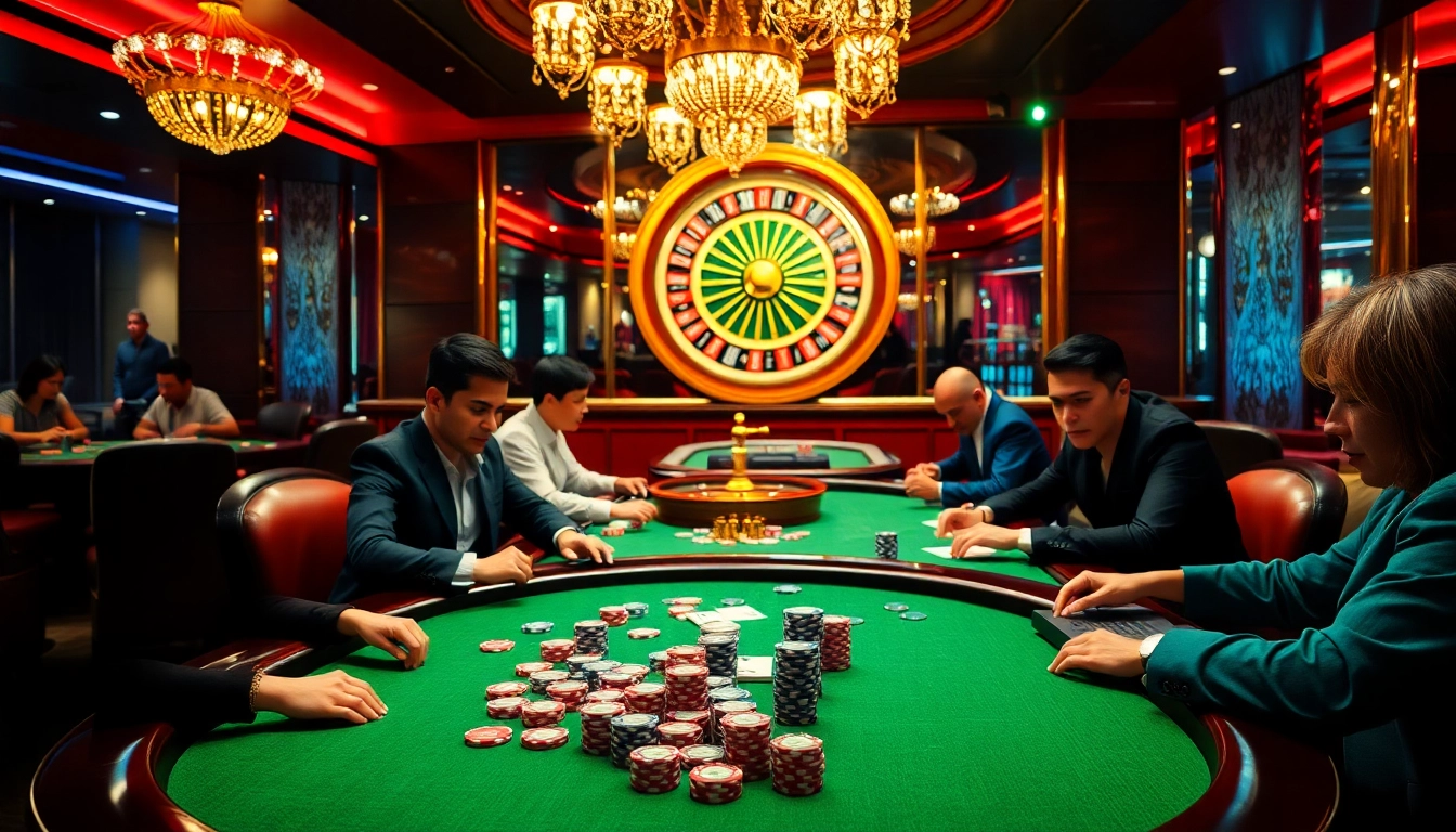 Engaging casino action featuring CM88 gaming elements with poker chips and cards.