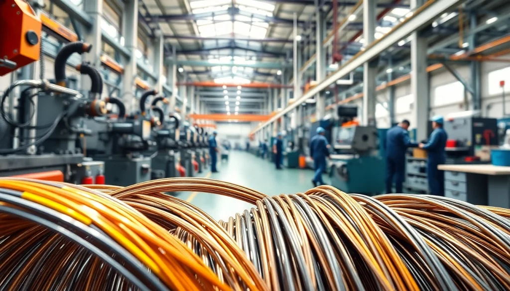 Showcasing a flexible wire manufacturer’s production facility highlighting intricate wire products.
