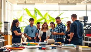 Students learning at trade schools in Hawaii, collaborating and using modern tools.