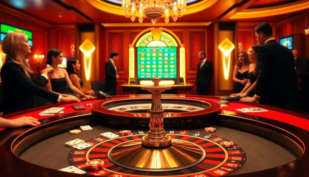 Experience the thrill of lk21 indoxxi with a vibrant casino scene featuring roulette and poker tables, capturing the essence of online gambling excitement.