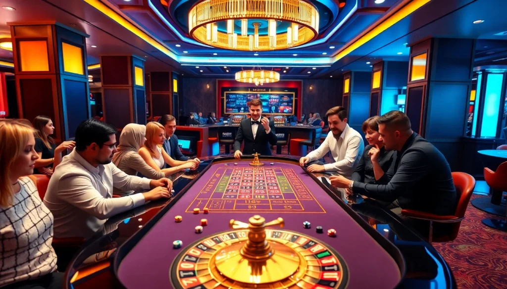 Experience the excitement of go 88 gaming with a vibrant casino scene full of poker chips and tables.