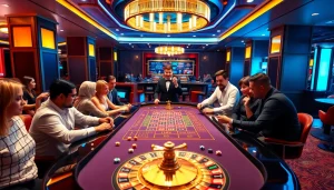 Experience the excitement of go 88 gaming with a vibrant casino scene full of poker chips and tables.