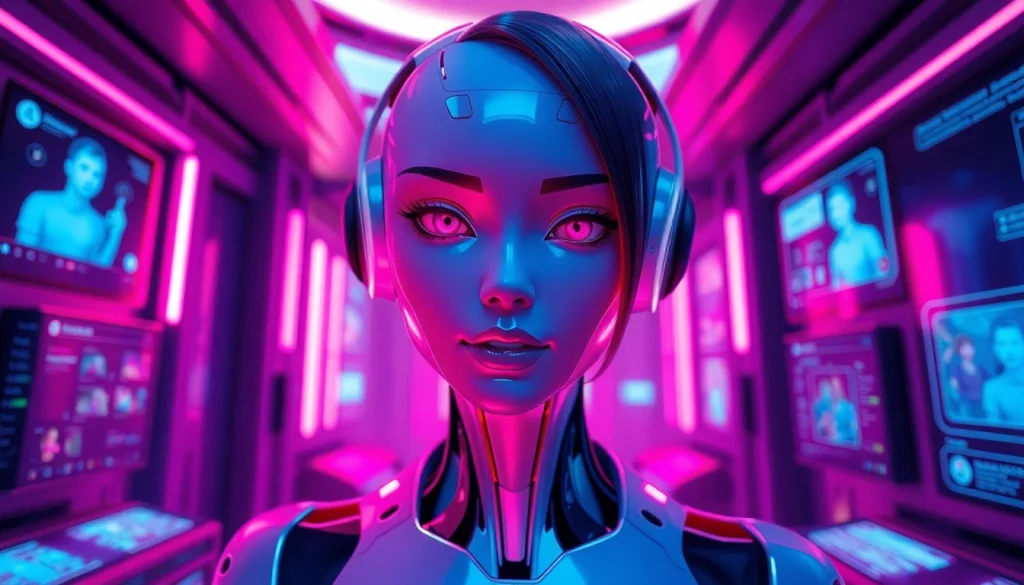 Engaging NSFW AI chatbot visual in a futuristic digital setting