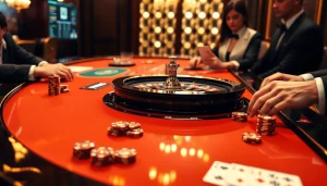 Experience the thrill of MK8.COM with luxurious casino gameplay at a roulette table featuring poker chips and betting slips.