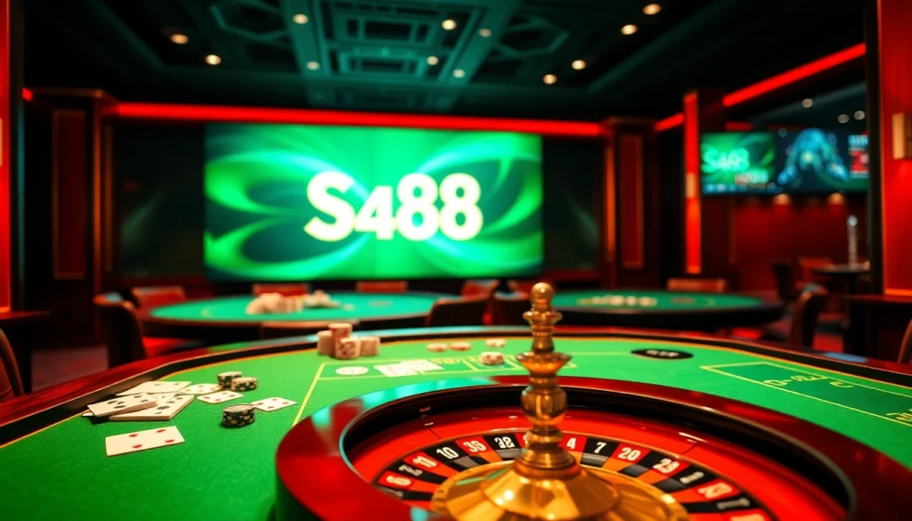 Experience the excitement of gaming at trang chủ sa88 with vibrant casino tables and chips.