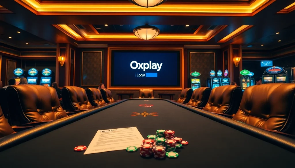 Engage with Oxplay login for an exciting poker experience at a luxurious casino table.
