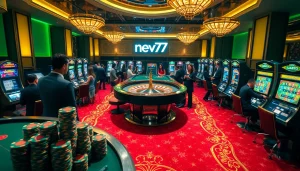 Experience the thrill of gambling at new77 with vibrant roulette and engaging slot machines.