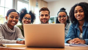 Students utilizing online exam assistance in a cozy study environment.