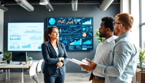 Engaging professionals examining competitive intelligence faqs data in a modern office setting.