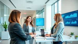 Księgowa Marzena Owczarzak udzielająca lokalnych porad finansowych Plus w swoim nowoczesnym biurze w Poznaniu.
