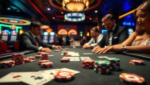 Experience the thrill of idn poker at a luxurious casino table with chips and cards.