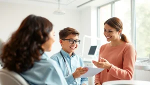 Providing insights on Early orthodontic treatment Hawthorn during a consultation with a child.