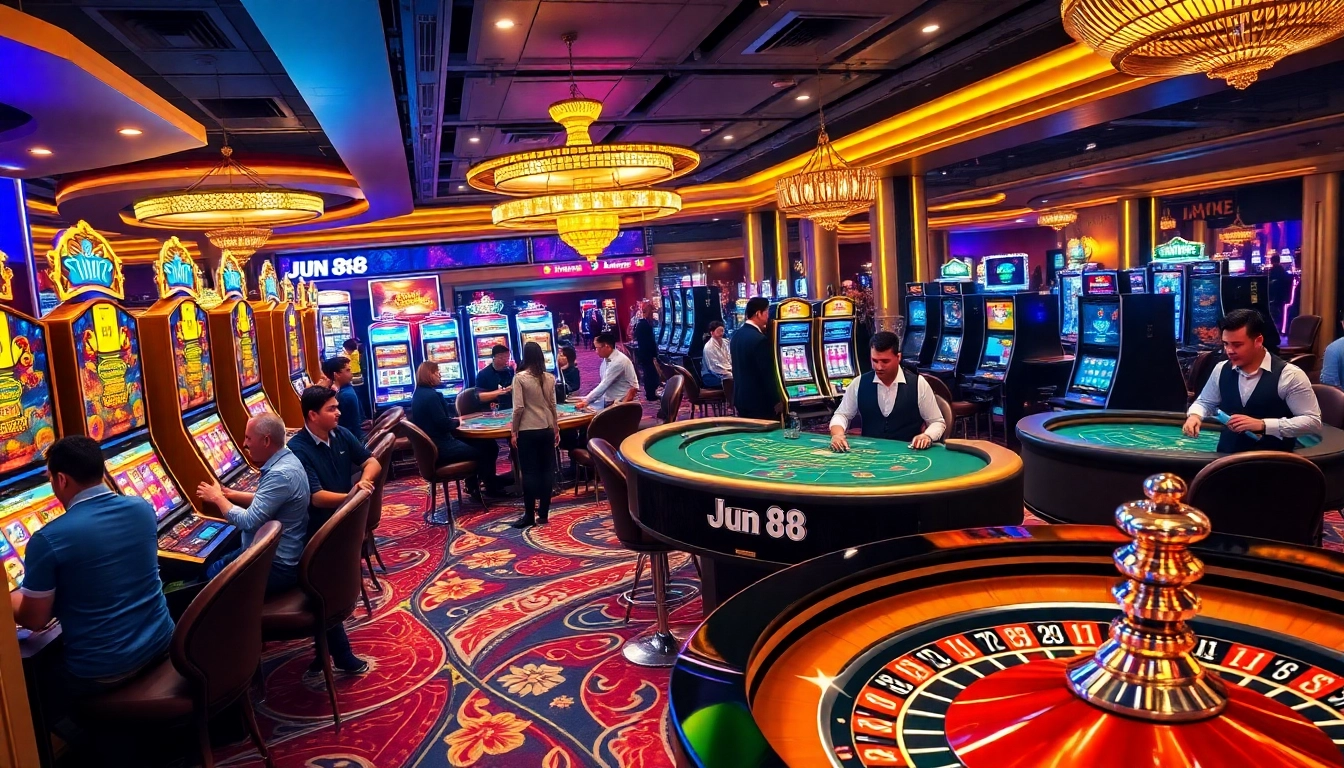 Experience exciting gameplay at Jun 88's vibrant casino tables filled with dynamic action.