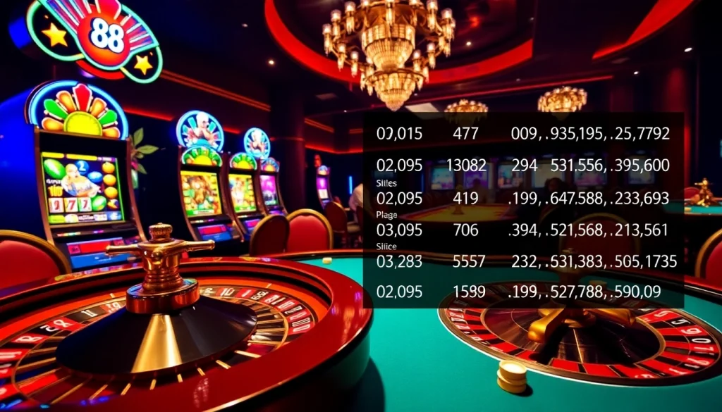 Experience the excitement at Jun 88 with players engaging in high-stakes poker amidst vibrant casino visuals.