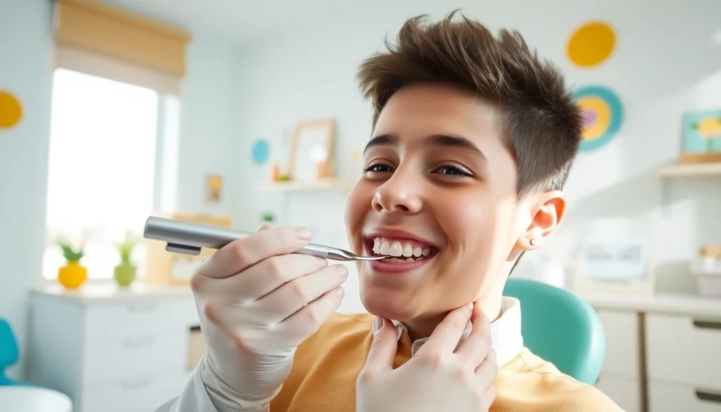 Children receiving early orthodontic treatment Hawthorn with a caring orthodontist in a bright clinic.