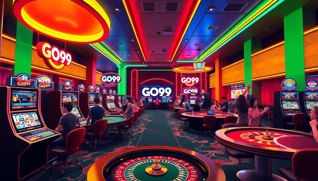 Experience the excitement of go 99's vibrant online casino with luxury gaming tables and enthusiastic players.