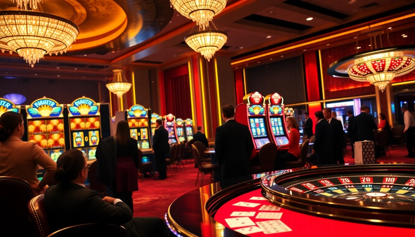 Players enjoying a pragmatic slot game amidst a luxurious casino atmosphere.