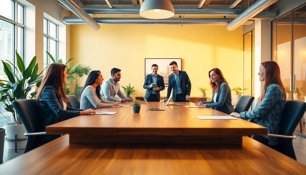 Brightet team collaborating in a modern, well-lit office showcasing innovation and productivity.