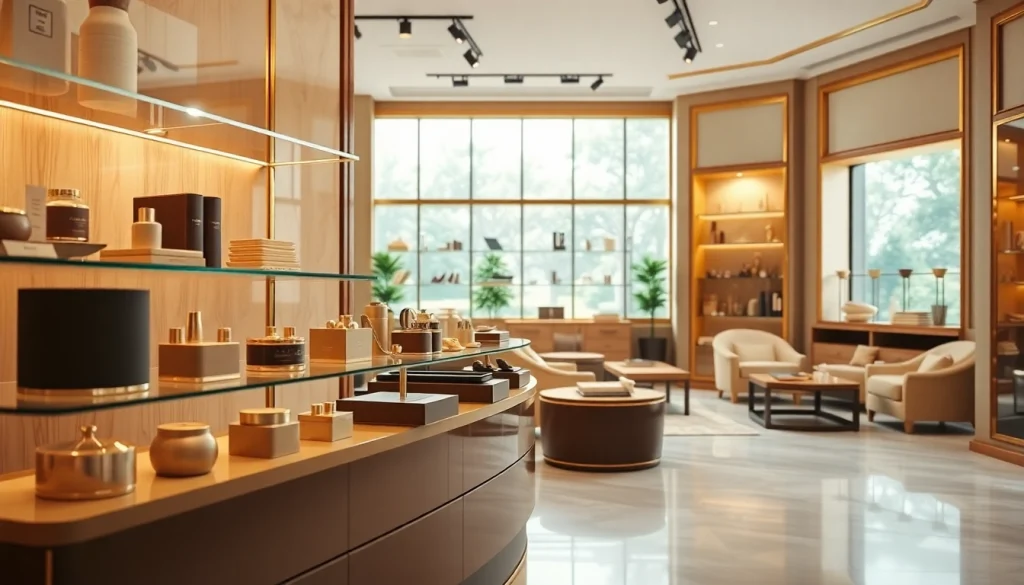 레플리카 제품이 우아한 진열대에 배치된 모습