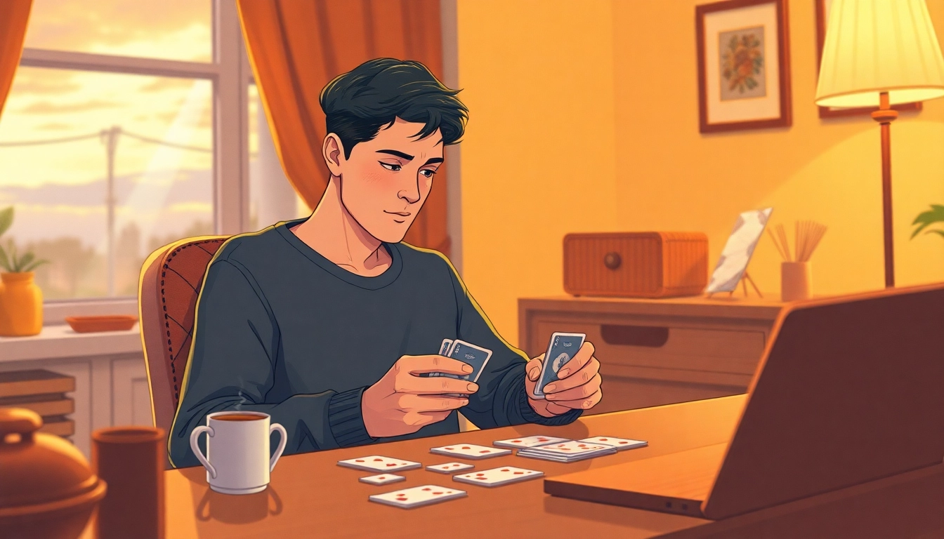 Engage in exciting games to play by yourself featuring a focused individual at a cozy desk.
