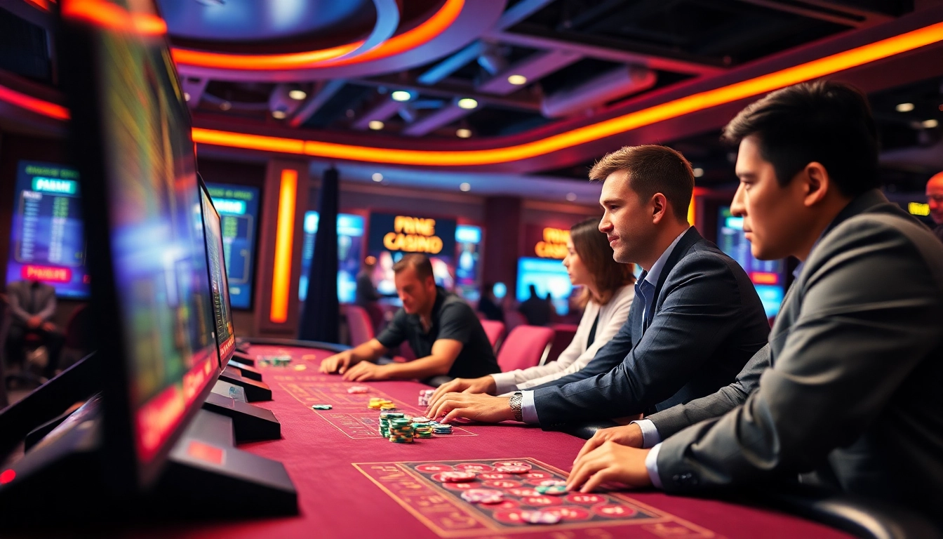 Online casino spielen an einem lebhaften Spieltisch mit bunten Chips.